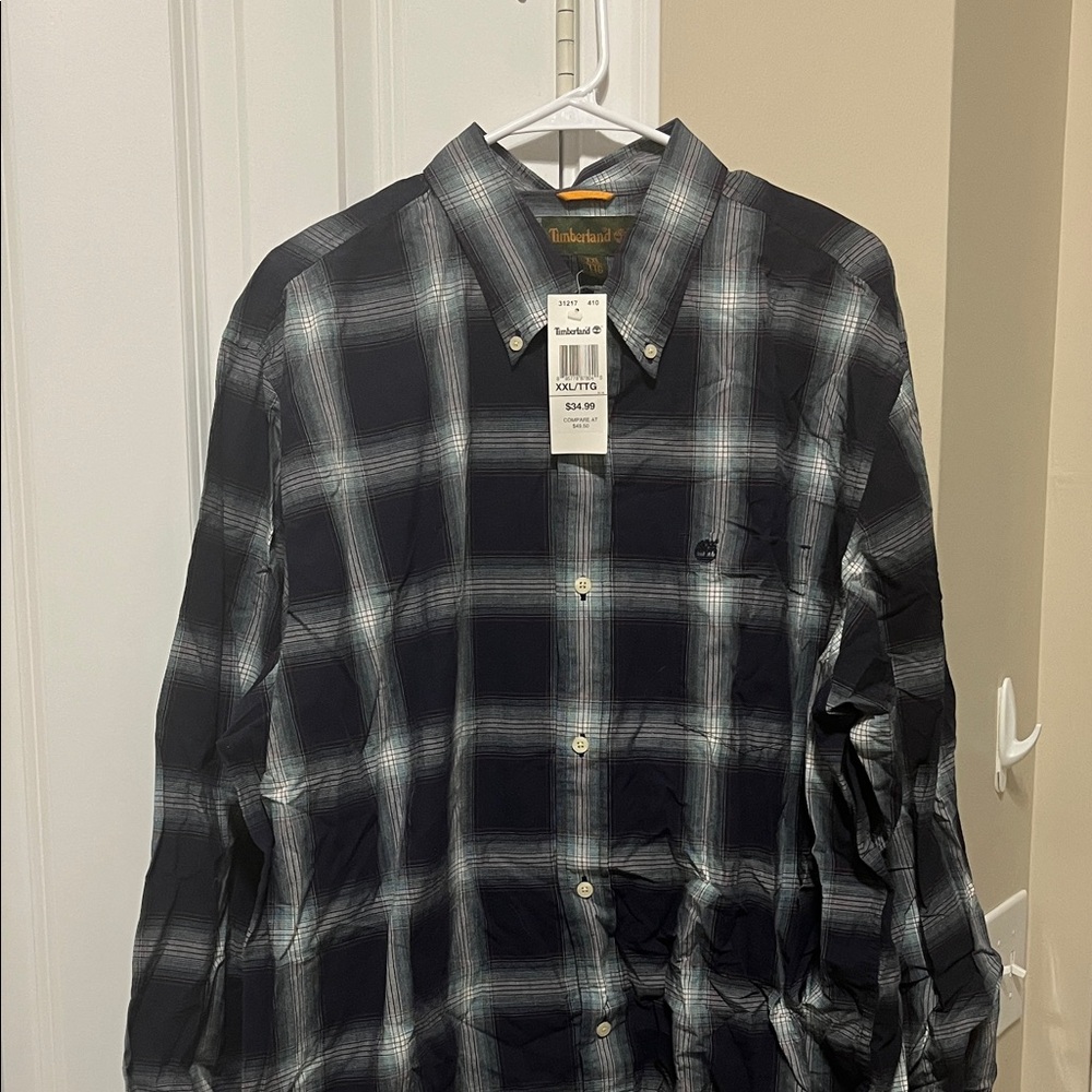 Timberland Men's Dark Blue Checkered Shirt NWT